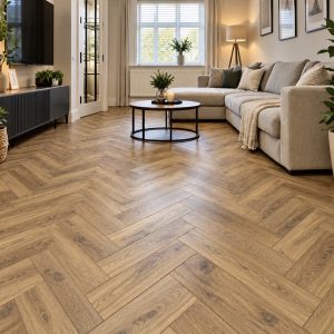 Balka Oak herringbone floor in a living room
