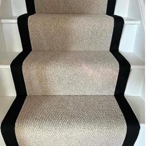Stitched taped edge stair runner Beige