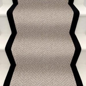 Stitched taped edge stair runner Chevron Light Beige