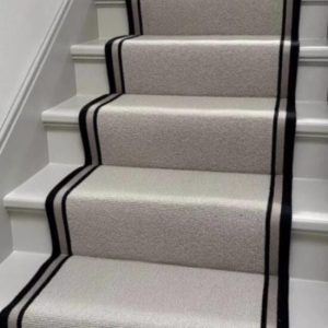 Stitched taped edge stair runner Grey Designer Berber